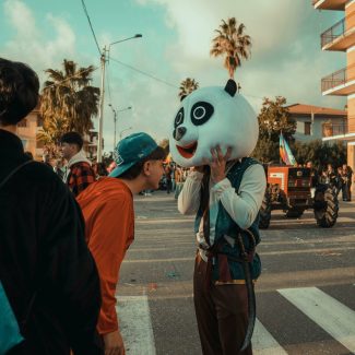 Panda dans la rue - Cindy Corvey-Biron - La Mascotterie